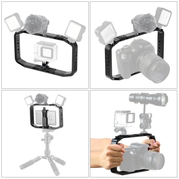 Hot sale #PULUZ Handheld Video #Rig Filmmaking #Vlogging Cage #Holder for #DJI #Osmo Action, #GoPro NEW HERO /HERO7 /6 /5 /5 Session, Micro SLR and Other Action Cameras