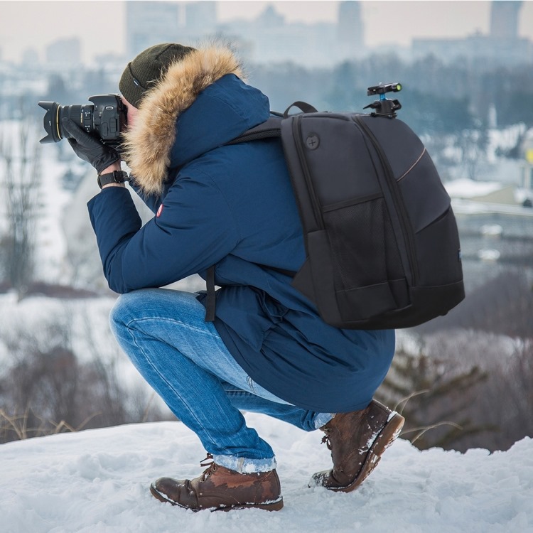 #PULUZ Outdoor Portable Waterproof Scratch-proof Dual Shoulders #Backpack #Camera #Bag with Rain Cover, Upgrade Version(Black)