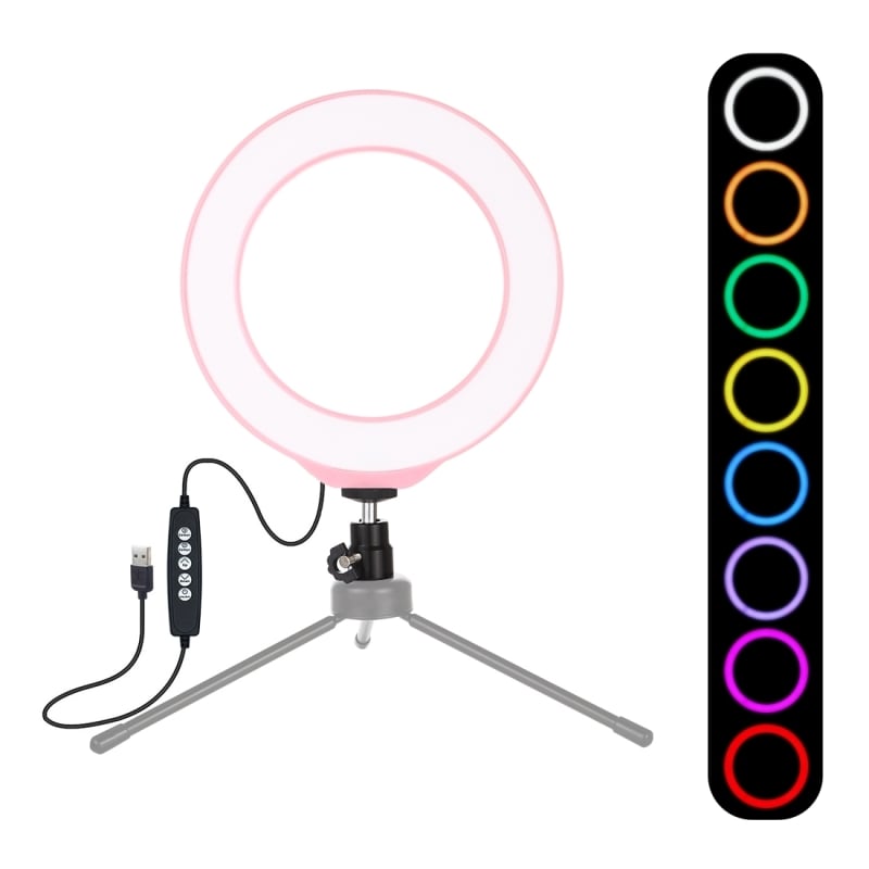 New Arrival PULUZ 6.2 inch 16cm USB 10 Modes 8 Colors RGBW Dimmable LED Ring Vlogging Photography Video Lights with Cold Shoe Tripod Ball Head(Pink) Are you interested in it? :)