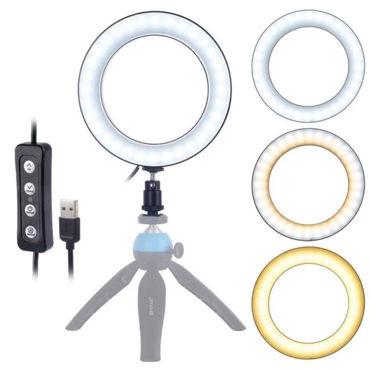 Latest Hot Selling #PULUZ 6.2 inch USB 3 Modes Dimmable #LED #Ring On-#Camera #Video #Lights with Cold Shoe #Tripod #Ball #Head