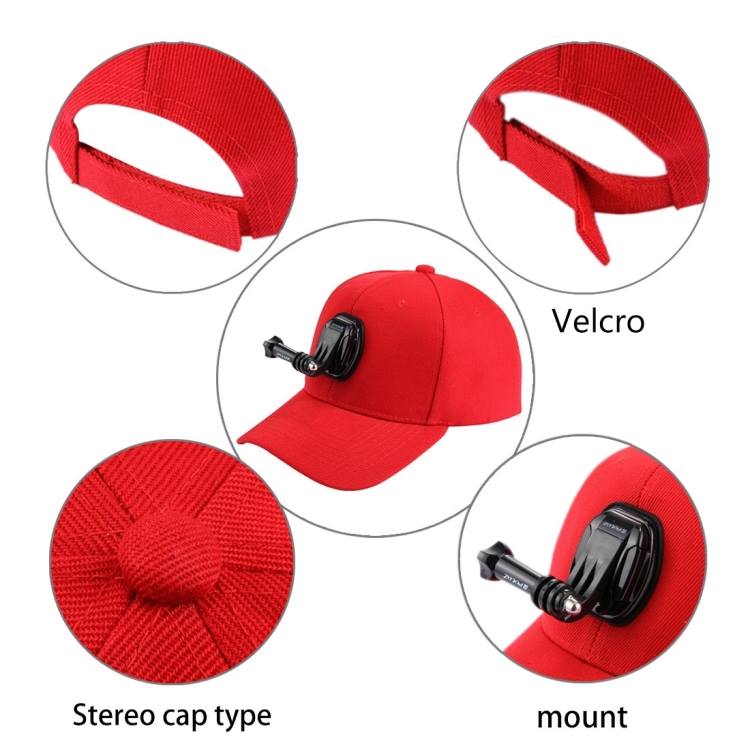 Hot Selling #PULUZ #Baseball #Hat with J-Hook Buckle Mount & Screw for #GoPro #HERO6 /5 /5 Session /4 Session /4 /3+ /3 /2 /1, #Xiaoyi and Other #Action #Cameras(Red)