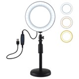 #PULUZ Round Base #Desktop #Mount + 6.2 inch 3 Modes #USB #Dimmable #LED #Ring #Vlogging #Video #Light, Adjustable Height: 18cm-28cm 