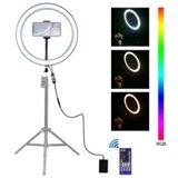 Latest ! #PULUZ 12 inch #RGB #Dimmable #LED #Ring #Vlogging Selfie #Photography #Video #Lights with Cold Shoe #Tripod Ball Head & #Phone #Clamp