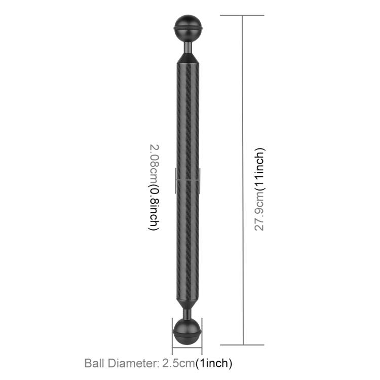 #PULUZ 11 inch 27.9cm Length 20.8mm Diameter #Dual #Balls Carbon Fiber #Floating #Arm, Ball Diameter: 25mm