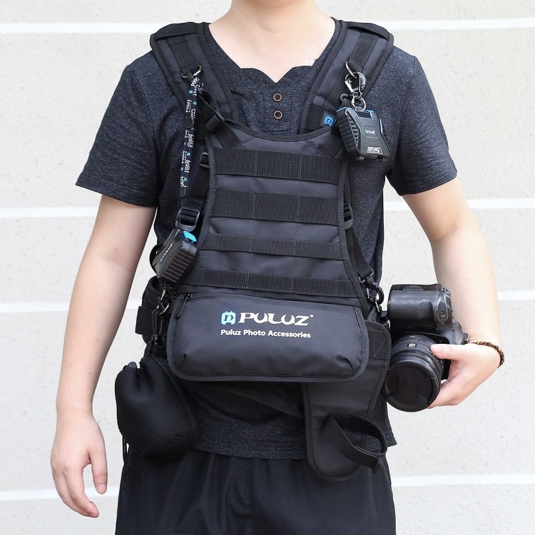 Professional & Shoulder Decompression !  for #SLR / #DSLR #Cameras #PULUZ Multi-functional Bundle Double #Shoulders #Padded #Strap #Waist #Belt #Holder #Holster