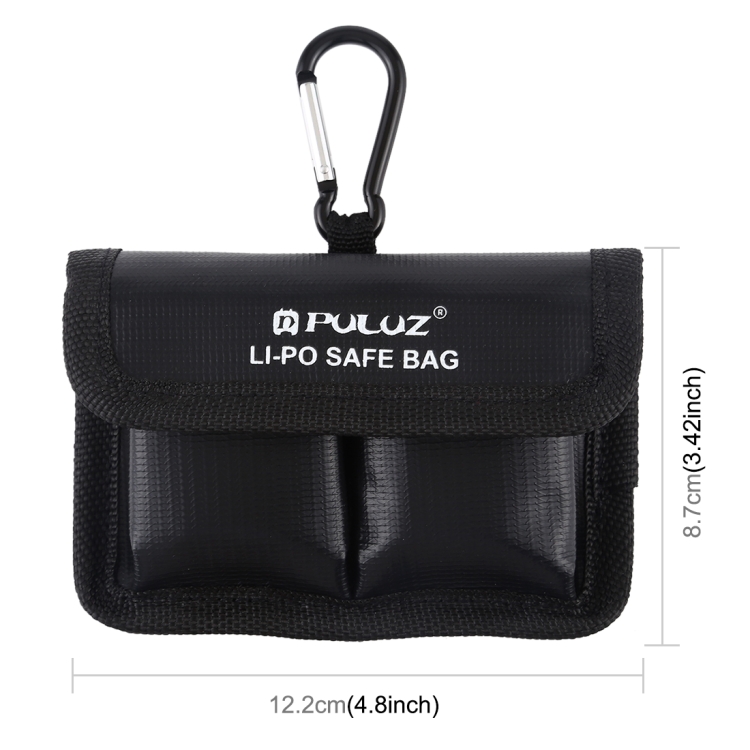 #PULUZ Lithium Battery Explosion-proof #Safety #Protection #Battery #Storage #Bag with Carabiner for #Camera Battery