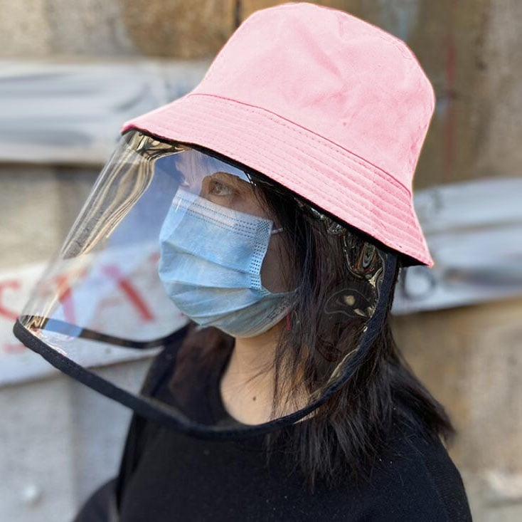 #Anti-Saliva Splash Anti-Spitting #Anti-Fog Anti-Oil #protective Cap #Mask Removable Face #Shield(Pink)