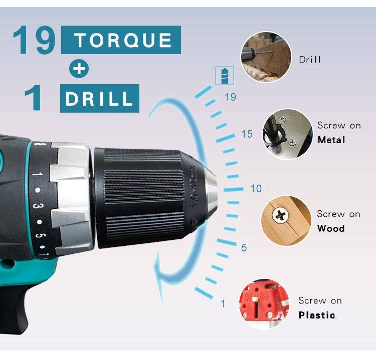 【A talent Technician must have ~ Smart Cordless Drill Driver】 The great 19 + 1 Torque setting to overcome a variety of applications.