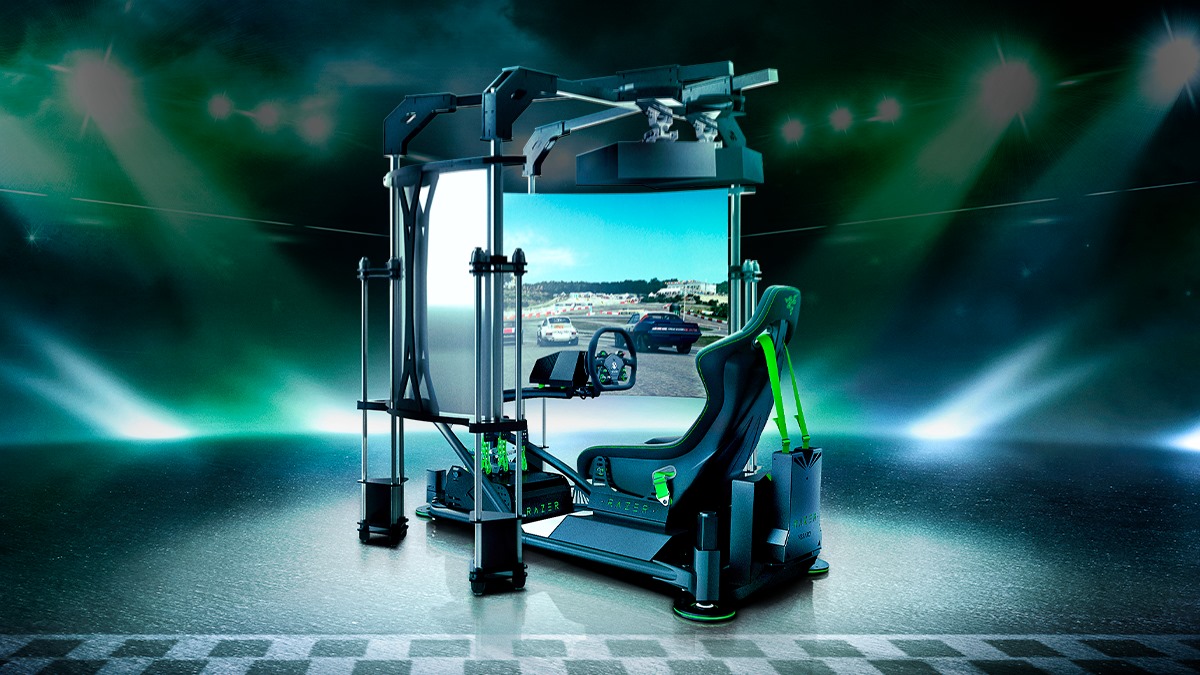 趕快來臨＃CES2020展位試駕和體驗我們最新的賽車模擬器—Razer Ultimate Racing Simulator 經過和業界精英一番努力研究底下，我們高興地宣布，Razer已經將賽車模擬器概念帶到一個新境界。