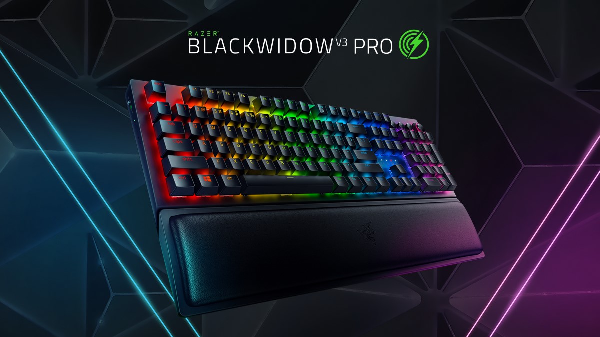 擺脫束縛，突破，解放。Razer BlackWidow V3 Pro登場。裝備超低延遲度的Razer™ HyperSpeed Wireless 技術，電池續航力高達200小時讓你暢玩遊戲，Razer 機械式綠軸及機械式黃軸任君選擇。