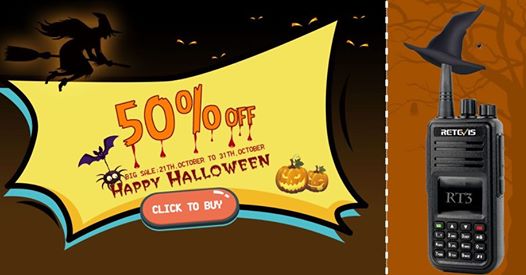 2019 Halloween is coming, catch this discount to get the Amateur radio RT3. From 21th to 31th Oct 2019: www.tomtop.com 