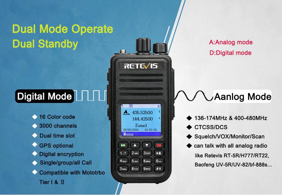 #Freeshipping The Dual band amateur radio, can save 3000 channels and 120,000 contacts lists Retevis RT3S