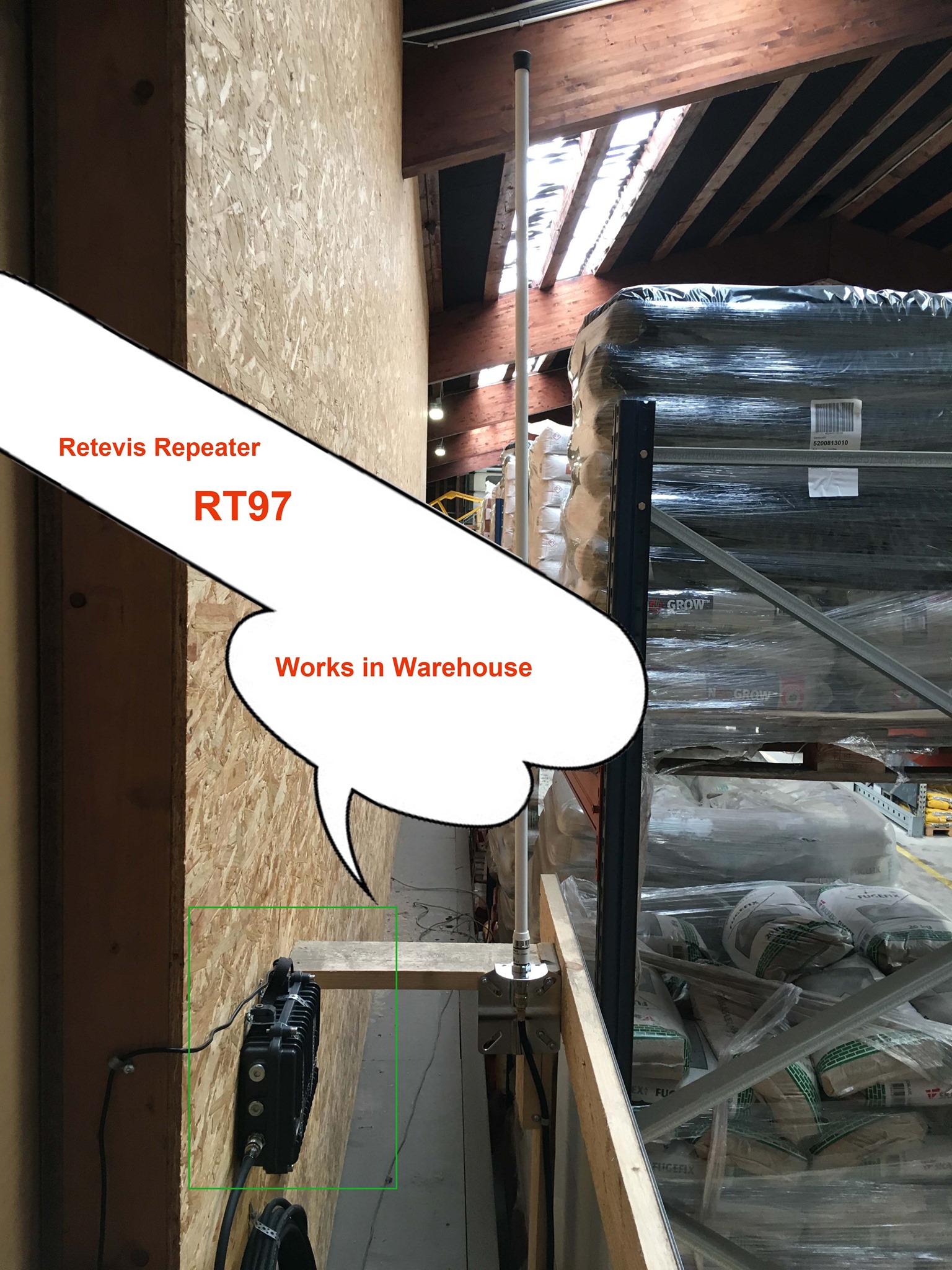 Retevis #RT97 repeater works in the warehouse.