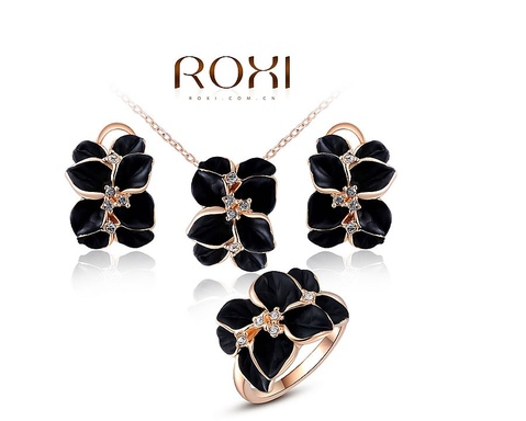 ROXI brand New arrival Fashion heart Jewelry Sets includding a heart pendant necklace and a pair of heart earrings (Color: Rose gold)