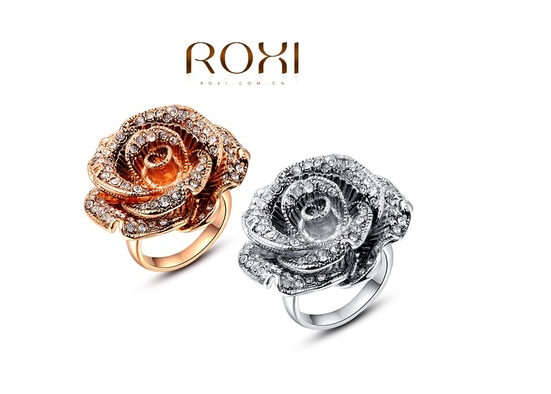 ROXI Fashion Jewelry, Gold Plated statement anique big flower ring for girls