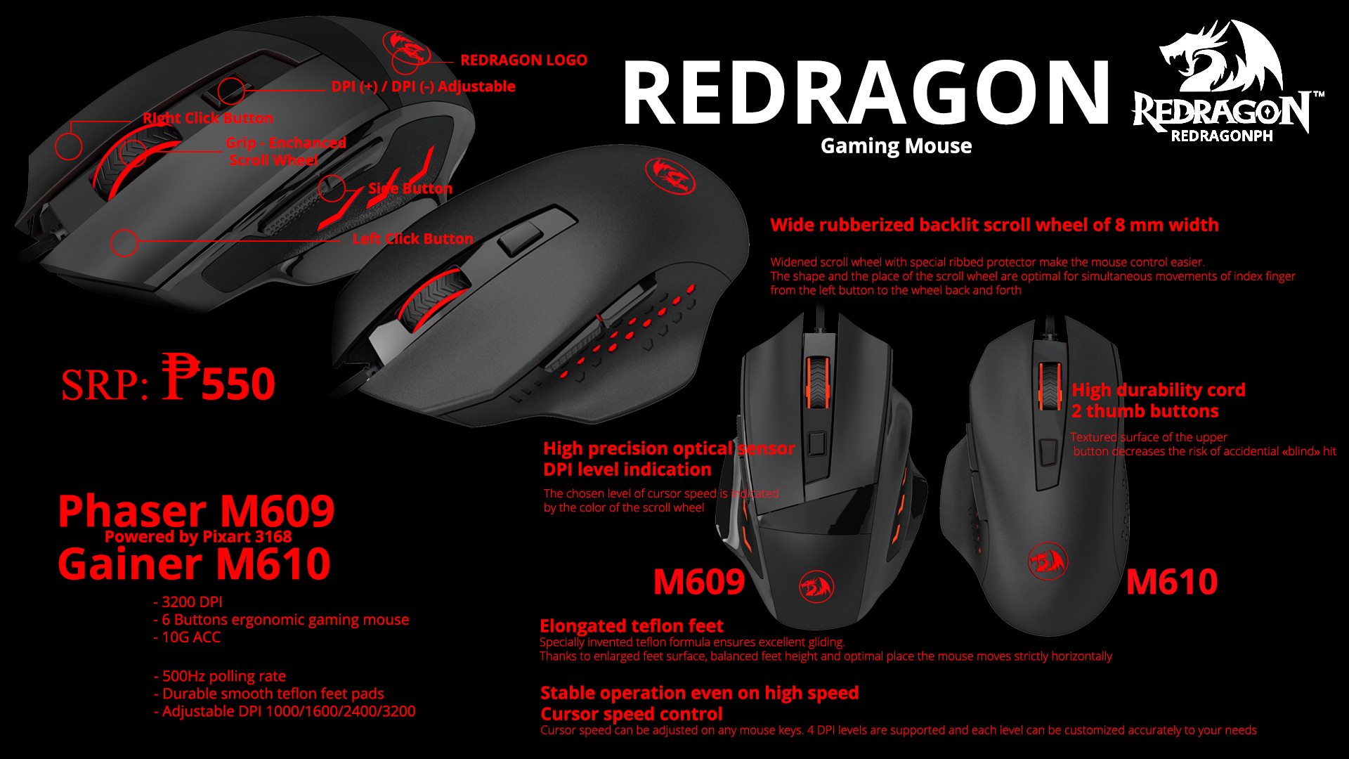 REDRAGON GAMING MICE  REDRAGON M609 PHASER 