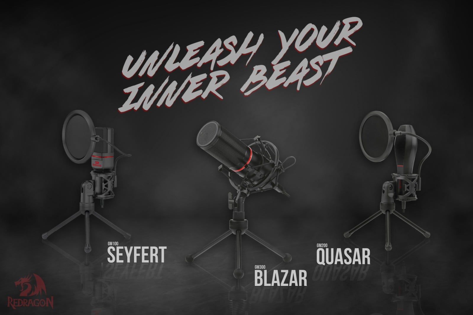 Gear for generation, Level up today! Introducing The REDRAGON Gaming Stream Microphones🔥 For more information, visit GM100 SEYFERT-www.tomtop.com GM200 QUASAR-