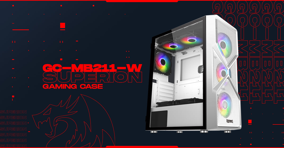 Make your build stand out in white with Redragon GC-MB211-W Superion Gaming Case! For more information, visit our website: