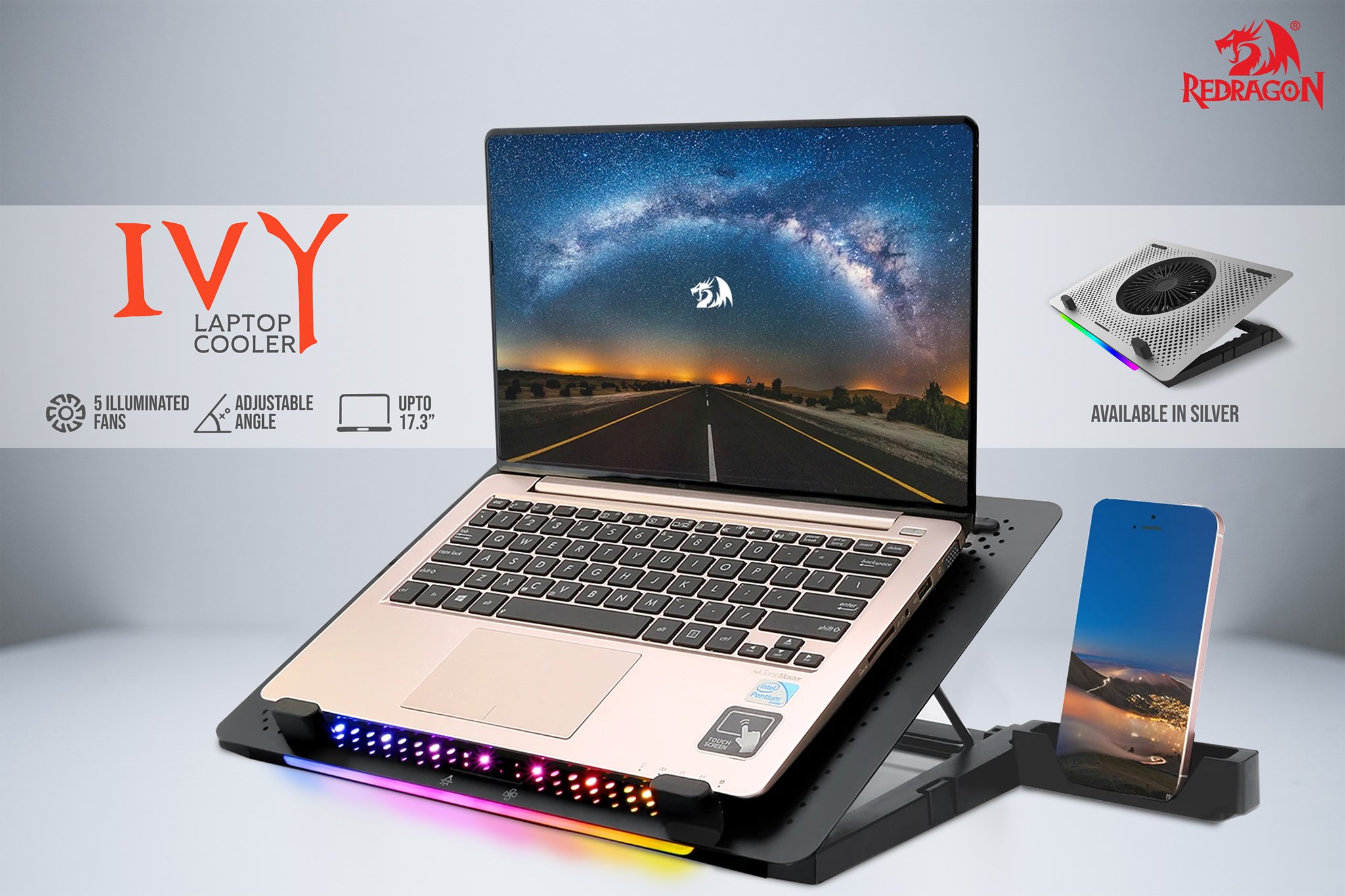 Enhance your Gaming Experience on your Laptop Devices with our Redragon IVY GCP500 Laptop Cooler 5 FANS with RGB LED light strip Aluminum alloy panel RGB LED Light strip UP to 17.3 inch Laptop For more information, visit our official website:...