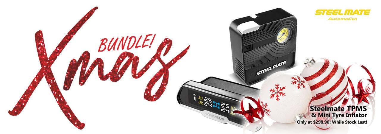 Steelmate X'Mas Bundles in Town this Festive! At $298.90 ONLY! You get a Steelmate TPS7I and a PO3 Mini Tyre Inflator!  www.steelmate.com.sg...