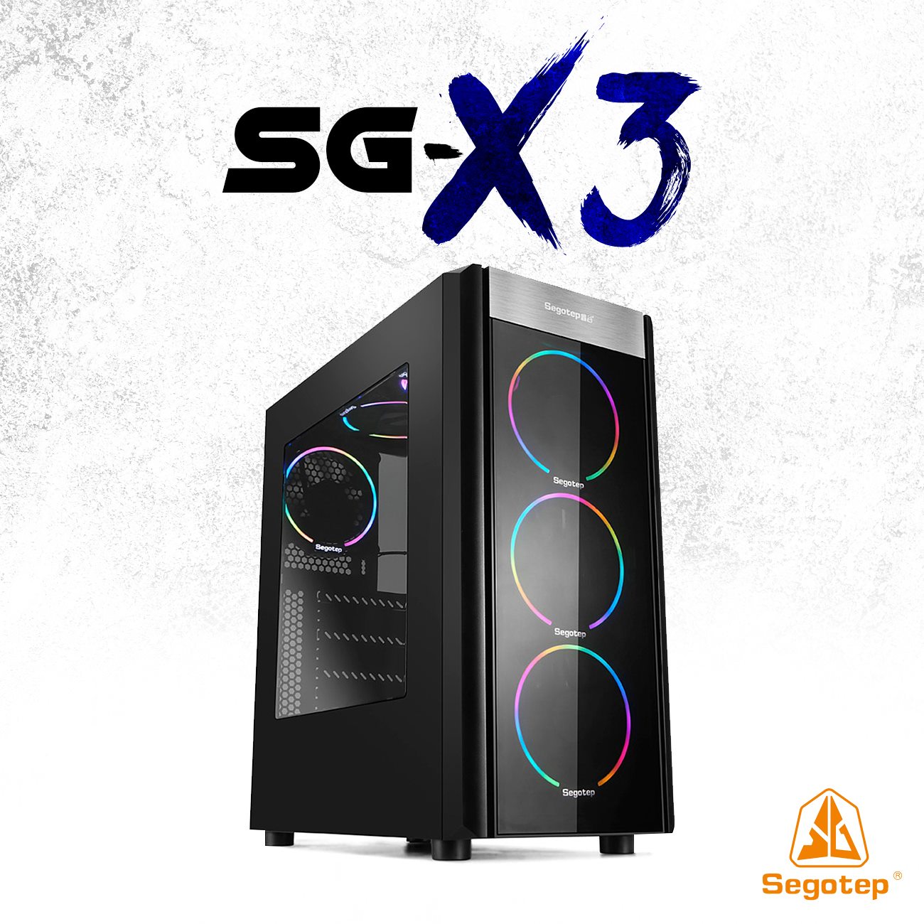 SEGOTEP SG-Wider X3 PC Gaming Case PS:Malaysia Version are Side TG & 3xRGB Fan (Preinstalled)  Features:... Structure size (mm): 413 x 205 x 450 mm 