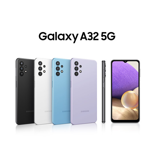 【Galaxy A32 5G 現已登場！】 將色彩注入生活！以Galaxy A32 5G嘅炫目紫、炫目黑、炫目藍、炫目白點綴生活！立即親身體驗，盡情記錄、分享。