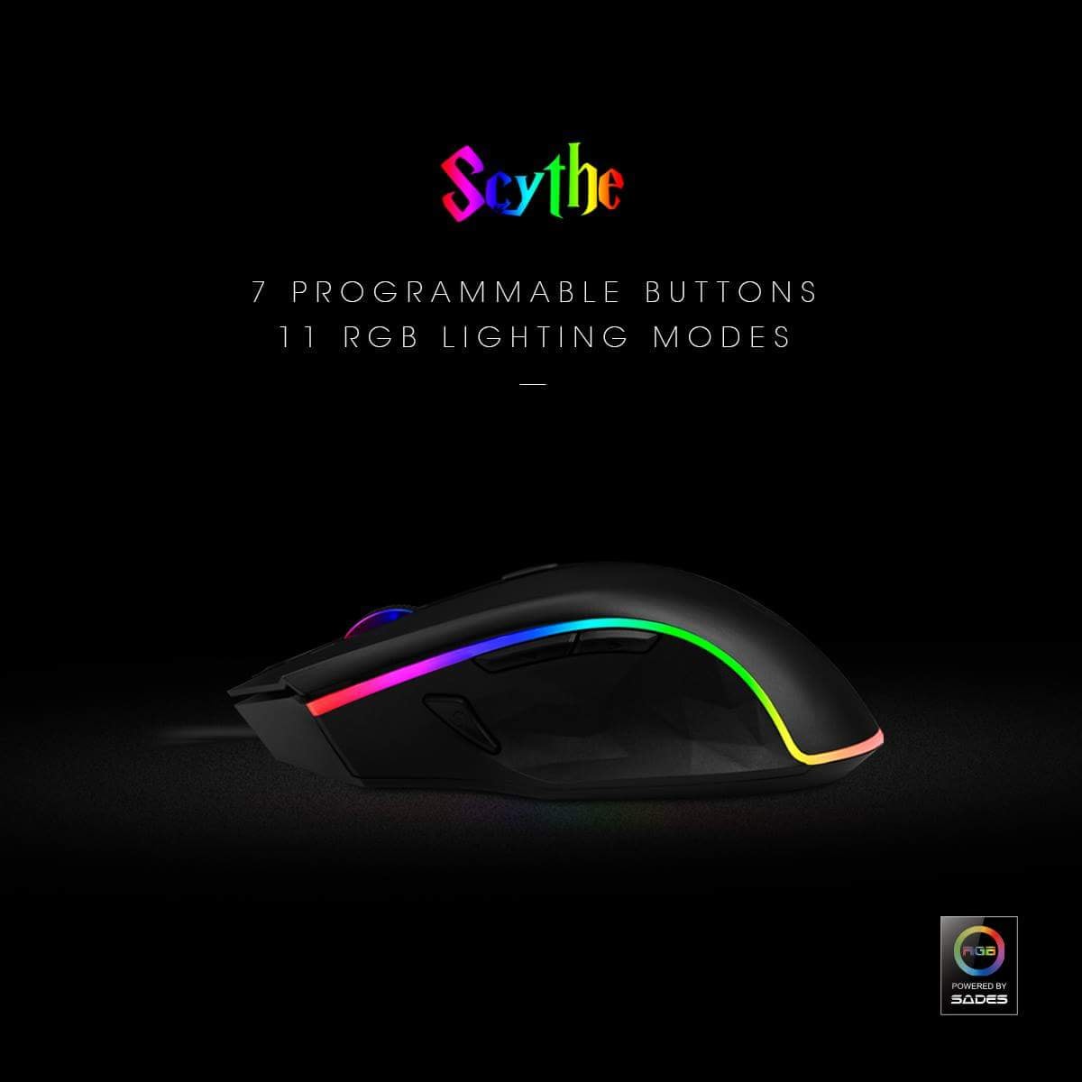 Slash a gaming win with the Scythe! This feature-packed mouse emphasizes your playing style just the way you want it - 🖱 11 RGB Lighting modes to fit your theme