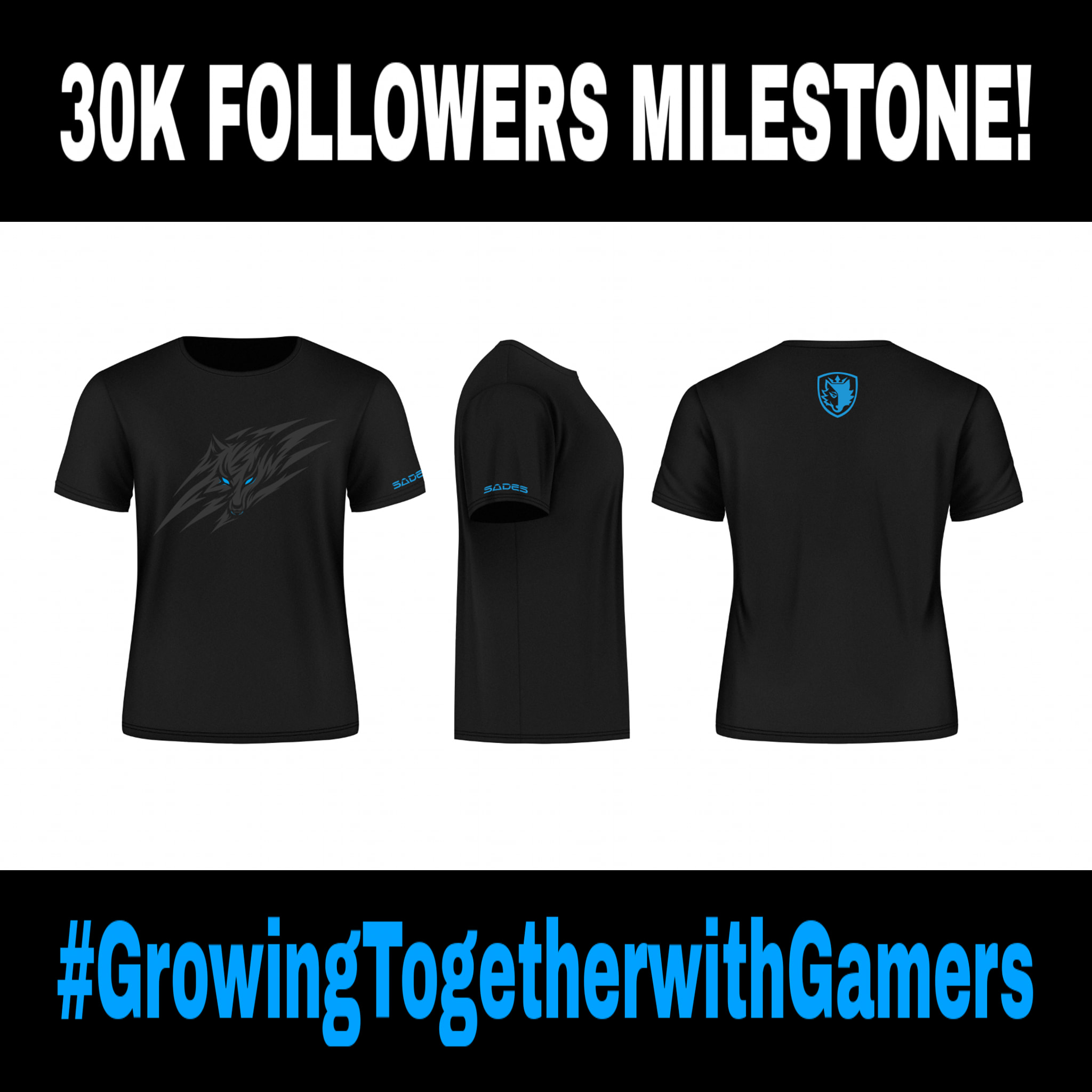 [Raffle Alert!] We've just hit 30k followers on Facebook! :)  As our sign of appreciation to everyone for making this happen, we're giving away Limited-Edition Sades Shirts to 2 lucky gamers!... Rules are simple. On the comments section, just type in [GrowingTogetherwithGamers] and that qualifies you for the raffle! Raffle date would be on August 30 and results would be posted on our channels.  Game safe, wolves and good luck! 🐺🐺🐺 * 1 entry per Facebook account only. 