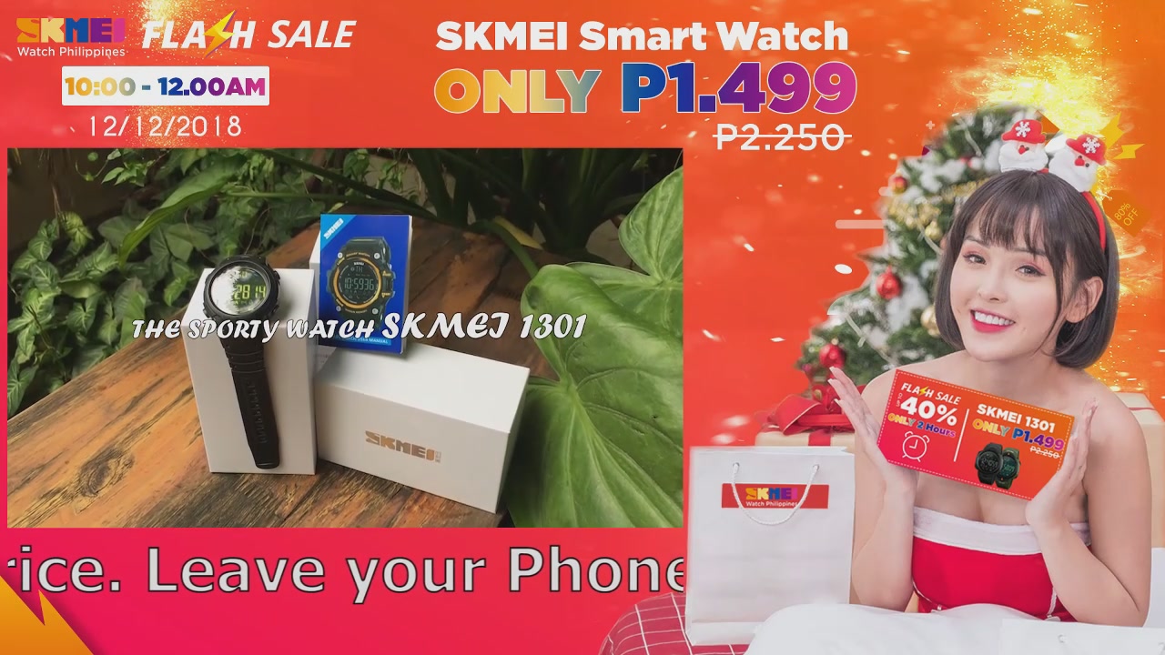 ⚡️🌟 SKMEI #Flash_SALE 12/12 - JOIN LIVESTREAM TO GET THE SHOCK PRICE  🌟⚡️   ⌚️ ⌚️ Sale up to 40% off the SKMEI Smart Watch for only # 1499_Pesos (Old price 2250). The program is only available in 2 HOURS from 10:00 AM - 12:00 AM on DECEMBER 12 when customers ORDER in LIVESTREAM.  THE PROGRAM IS ONLY APPLIED FOR NEW CUSTOMERS OR CUSTOMERS WHO ORDER AGAIN.... 💢  TERMS of PARTICIPATION  IN THE PROMOTION ☑  STEP 1: WATCH Livestream at 10:00 - 12:00 AM in 12/12/2018