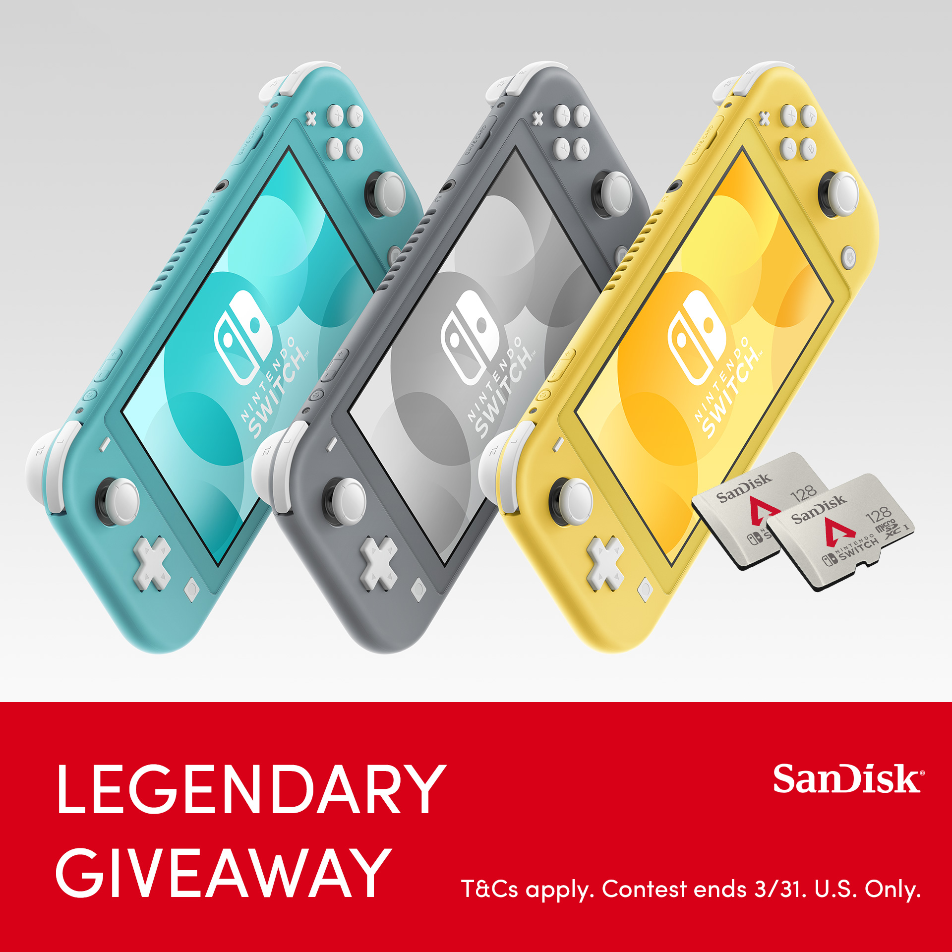 🚨Giveaway Alert🚨  Five lucky winners will be chosen to receive either a 1 Nintendo Switch Lite or 128GB SanDisk Apex Legends microSD Card. Enter here: