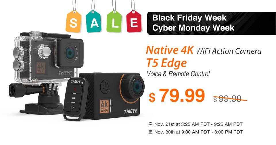 【Black Friday Week】#ThiEYE #Deals for you. Enjoy the crazy big sales on amazon.com Native 4K Action Camera #T5Edge