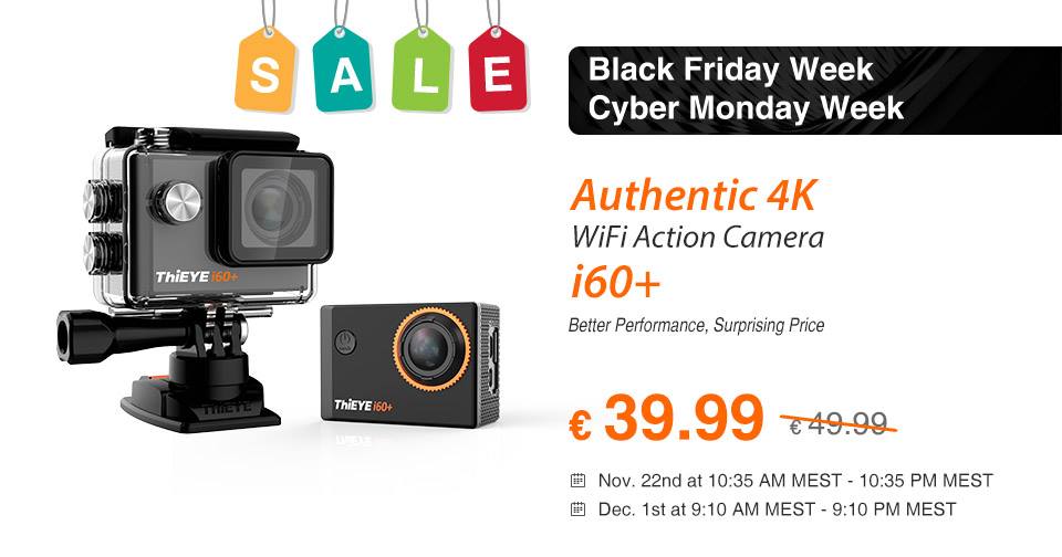 【Black Friday Week】#ThiEYE #Deals for you. Enjoy the crazy big sales on amazon.ES🎉🎉🎉 4K WiFi Action Camera #i60+