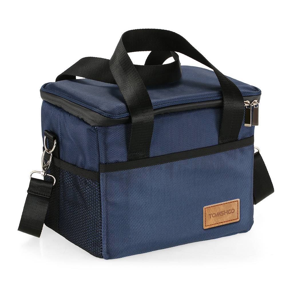 Lid top dual-zipper padded main compartment with fully insulated walls and waterproof taped zipper seam keeps the food or beverage hot/cold for hours! Start your next camping with TOMSHOO Large Capacity Insulated Lunch Bag.