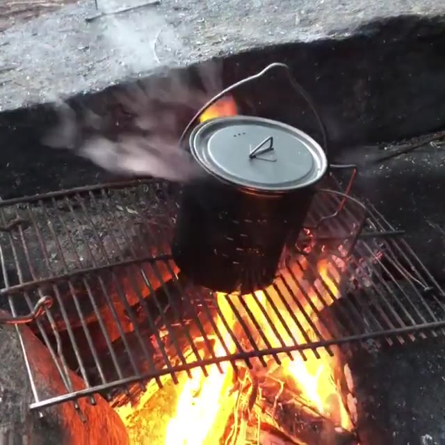 Cooking Breakfast with #TOMSHOO Camping 750ml Ultralight Titanium Pot~~