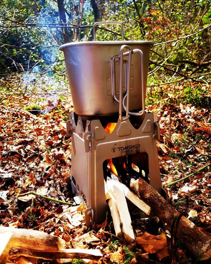 Titanium construction guarantees extreme durability as well as minimal weight. #TOMSHOO Portable Folding Lightweight Camping Wood Stove is easy to carry. www.tomtop.com