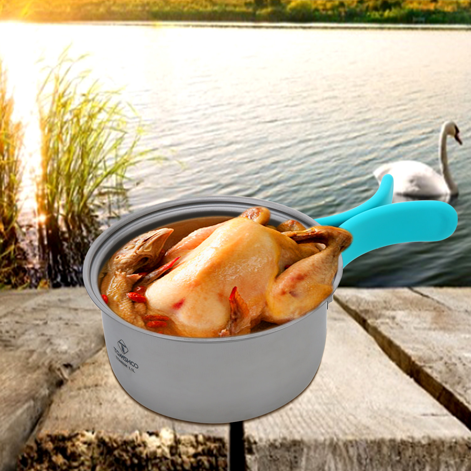 Excellent camp kitchen cookware equipment for camping, hiking, backpacking, picnic and other outdoor activities.