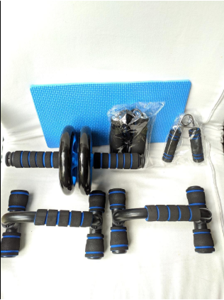 The pack consists of an abdominal wheel, Push Up Bars, rope and spring for forearms.