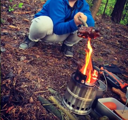 Cooking outdoors with #TOMSHOO Portable Folding Windproof Stainless Steel Stove🍢