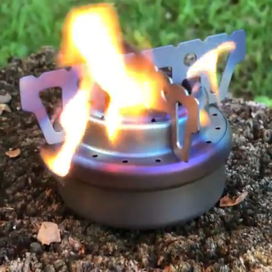 #TOMSHOO Outdoor Titanium Alcohol Stove & Rack Combo Set heat up your cup fast.