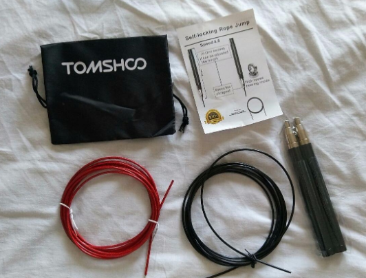 #TOMSHOO 10 Feet Adjustable Speed Lightweight Jump Rope is made from premium steel wire with PVC sleeve, which is durable and lightweight. 