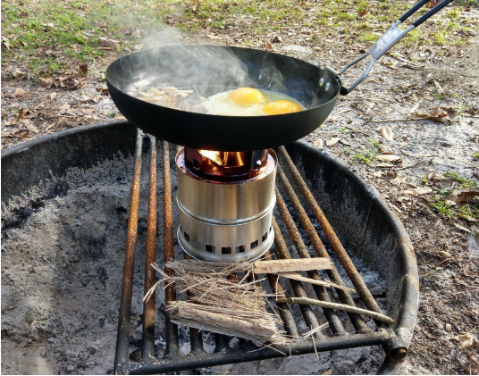 Grab a bunch of dry twigs and small branches, get the stove lit, KEEP IT FED, and you're off to a hot cup of coffee or a hot meal in a few minutes.