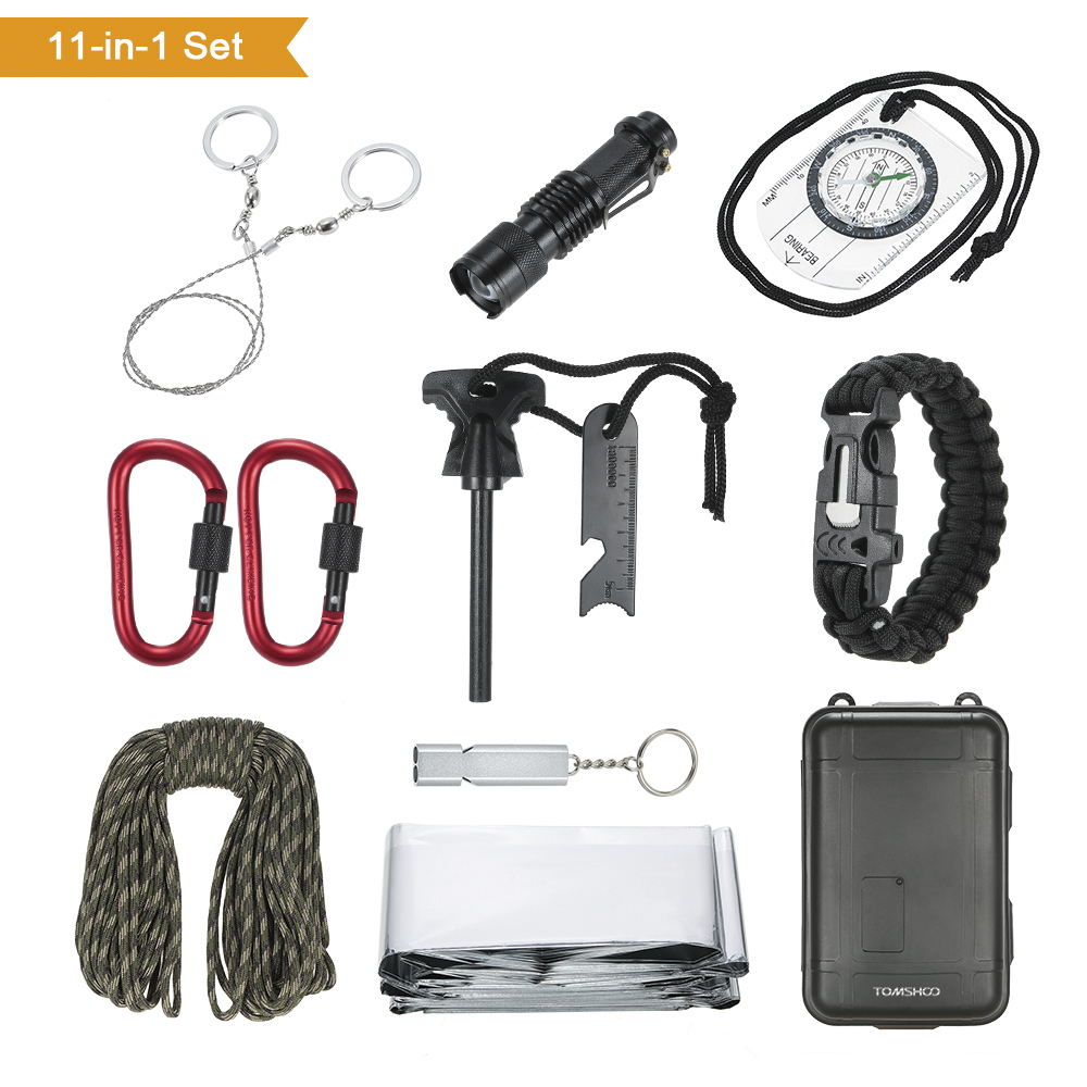 If you like outdoor adventures, it is very suitable to take this multi-function survival tool：#TOMSHOO Outdoor Survival Kit Multi-Purpose First Aid Gear 