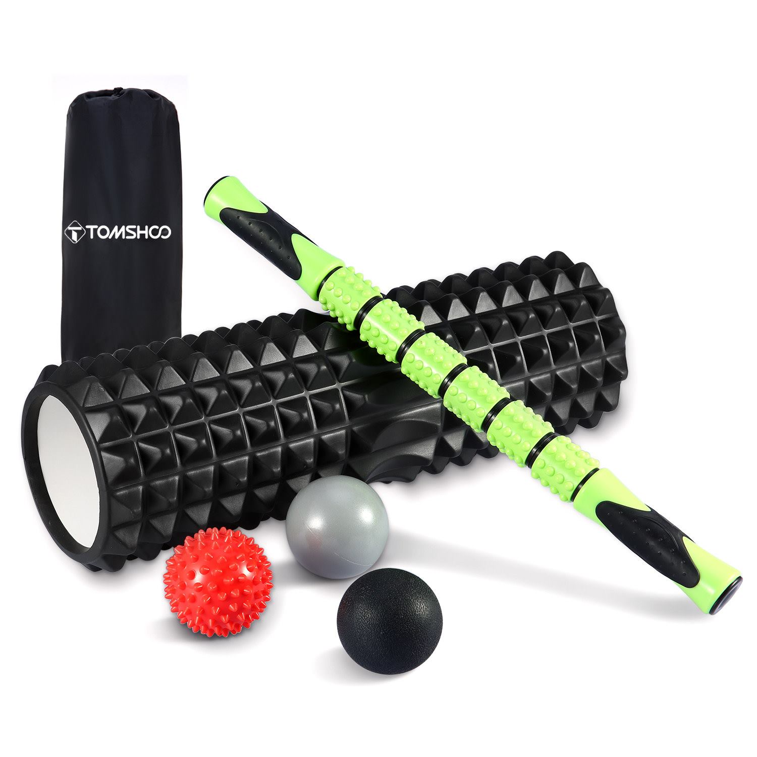 #TOMSHOO Portable 6-in-1 Fitness Massage Roller Kit helps you relieve muscle aches and let you enjoy exercise more freely.