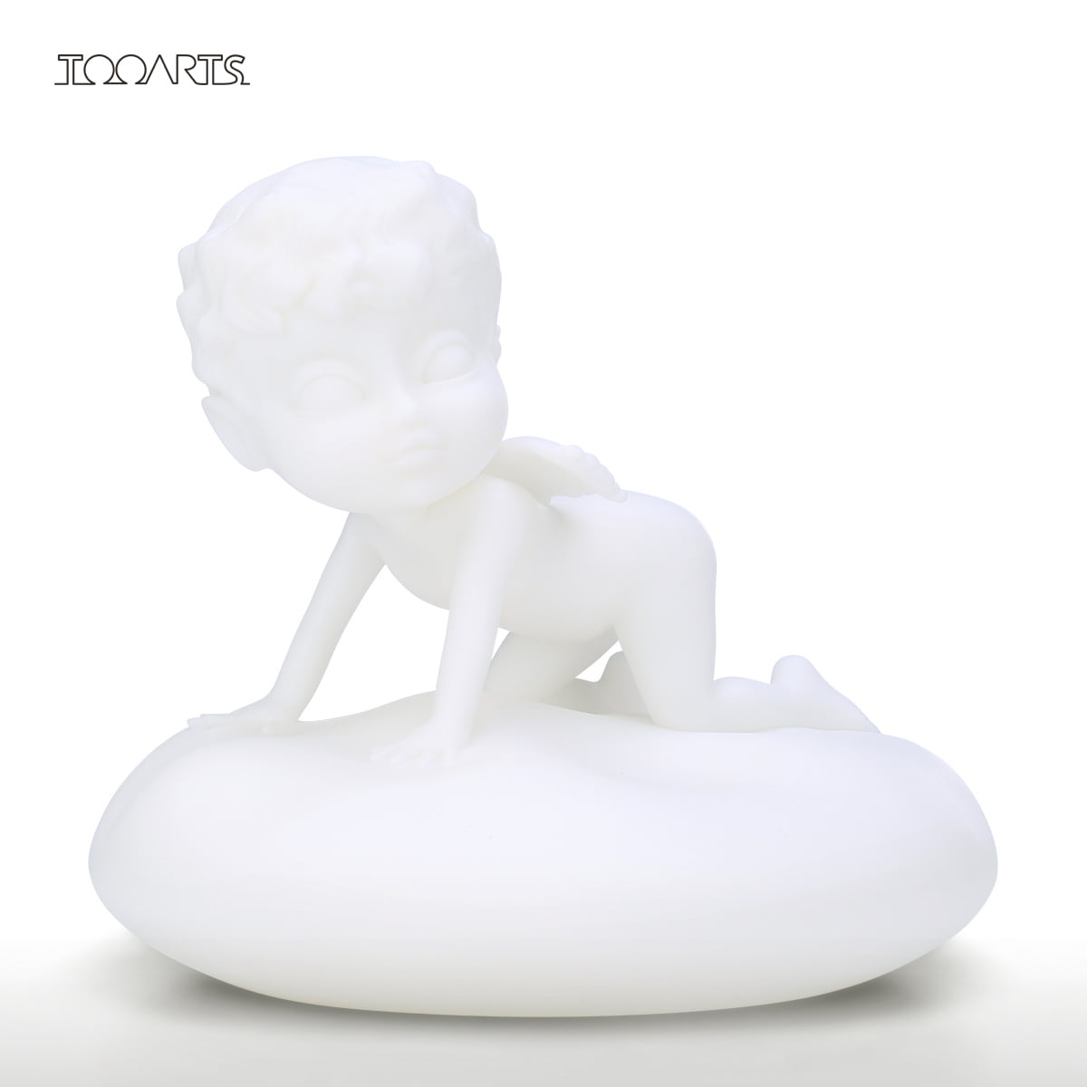 3D printed sculpture is a white baby boy statue in the clouds, perfect for birthday, mother, baby room, desk decorations.👼