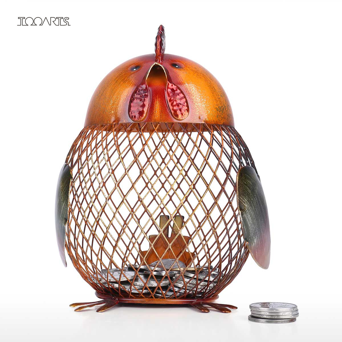 🐣Orange cock money bank metal animal craft 