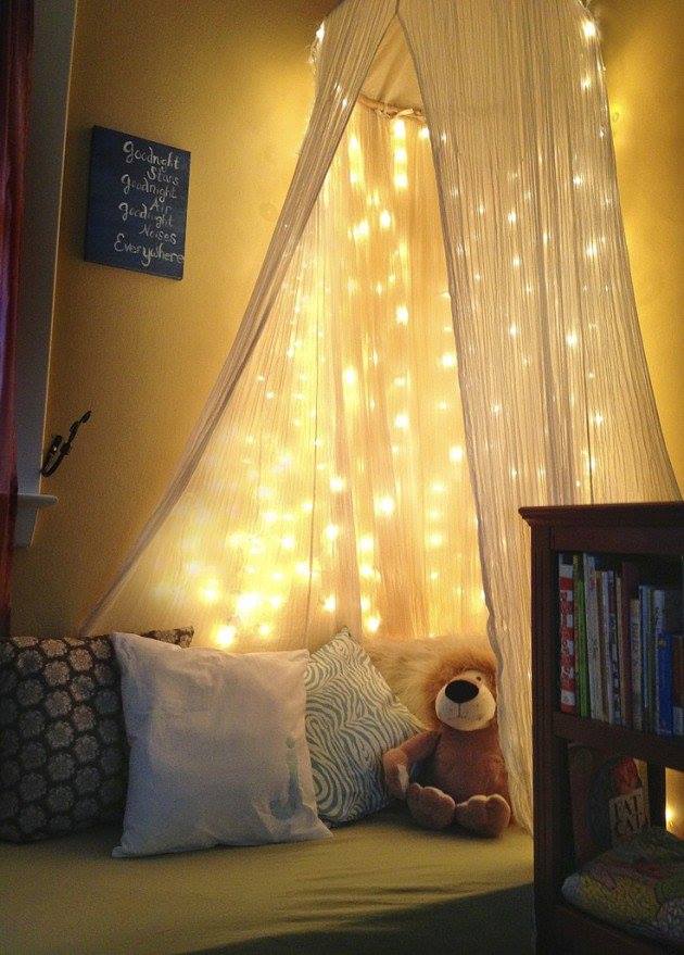 Amazing Canopies with String Lights Ideas Which make your bedroom looks like a fairytale🌟🌟🌟