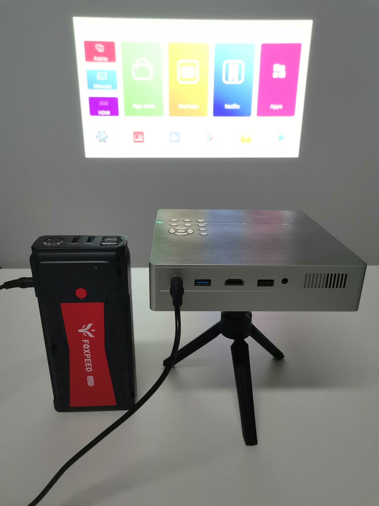 #Toumei Real #1080P #3D Home Theater #Portable Mini #Projector with Foxpeed G29 portable power bank(19V 21000mAh)，S9 Homepage and Device information Coupon Code: TM11S