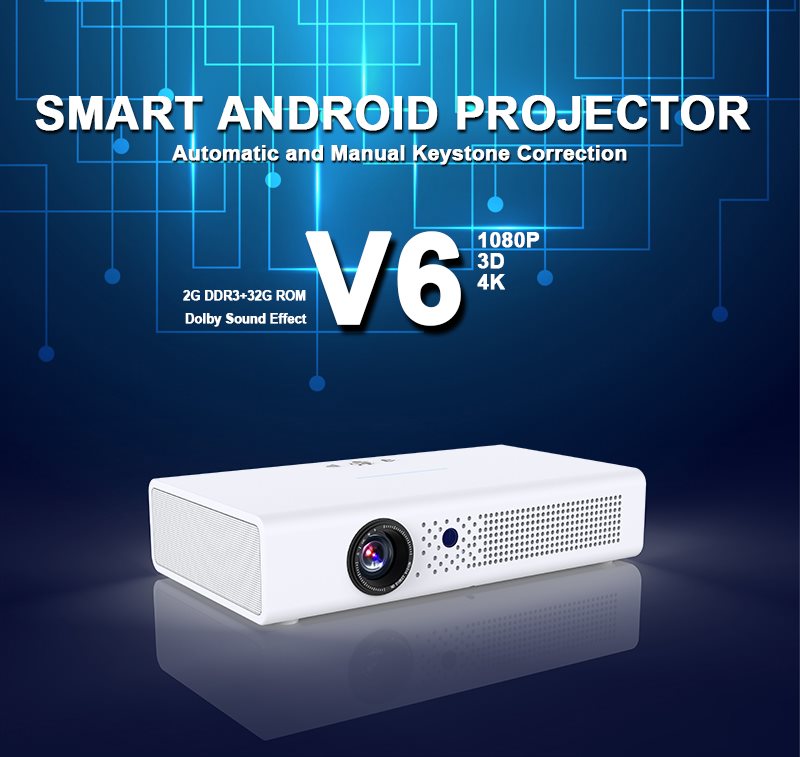 V6 3D Smart DLP #Projector, with 3D Active Glasses