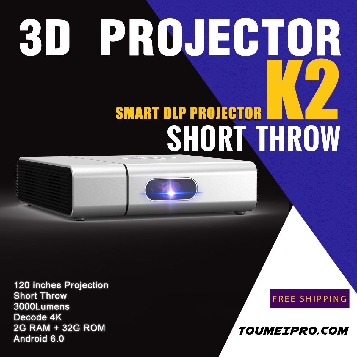 Toumei Short Throw 3D DLP Projector😊