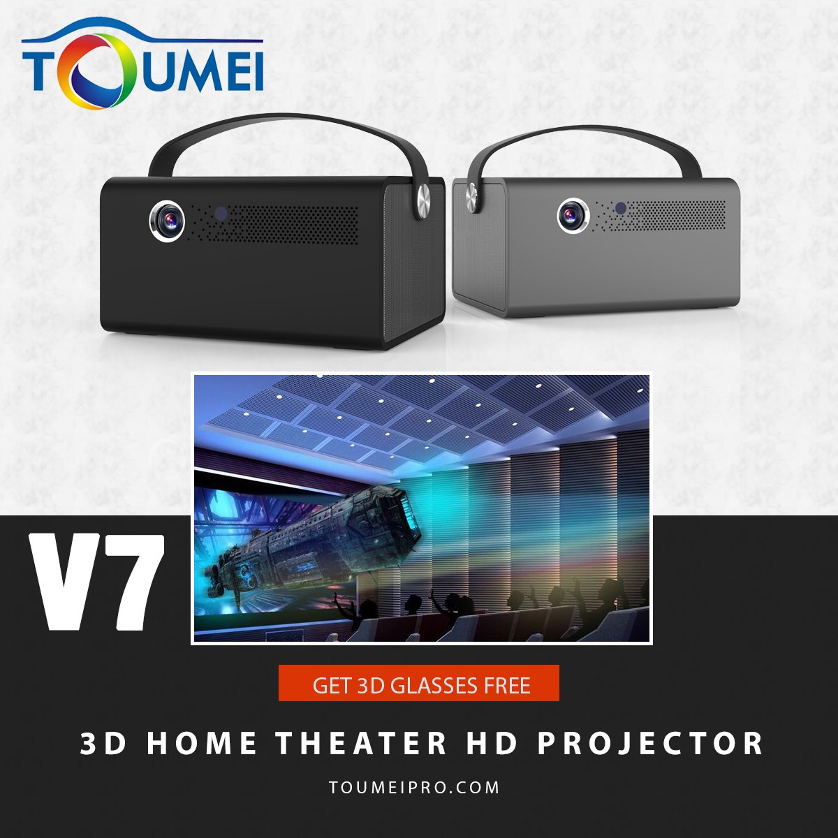 V7 4K HD 3D Projector